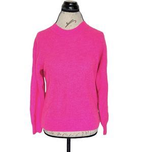 Gap Womens Sweater Size XS Ribbed Waffle Pullover Fuchsia Pink Long Sleeve